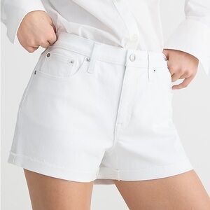 J. Crew Size 25 Women’s White Mid Rise Denim Shorts Zip-Fly Casual Summer Cuffed